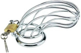 Silver Male Stainless Steel Chastity Lock Cage -  Sex Toys & Adult Toys | XtoySmart Canada